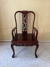 Load image into Gallery viewer, Antique Rosewood Dining Table, Chinese Carved, With 8 Chairs and Two Extension Leaves