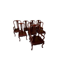 Load image into Gallery viewer, Antique Rosewood Dining Table, Chinese Carved, With 8 Chairs and Two Extension Leaves
