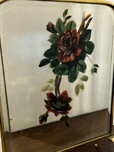 Load image into Gallery viewer, Antique Victorian, Art Nouveau, Rose Painted Brass Mirrored Fireplace Screen