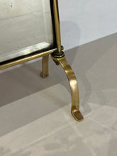 Load image into Gallery viewer, Antique Victorian, Art Nouveau, Rose Painted Brass Mirrored Fireplace Screen