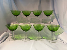 Load image into Gallery viewer, Green Fostoria Champagne Coupes - Set of 9