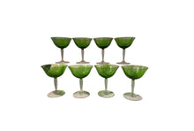 Load image into Gallery viewer, Green Fostoria Champagne Coupes - Set of 9