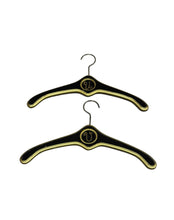 Load image into Gallery viewer, MCM Regency Black and Gold Wood Clothes Hangers - Monogrammed with U and V
