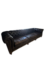 Load image into Gallery viewer, Restoration Hardware Kensington Ebony Leather Sofa with 44” depth and Luxe Down Feather Fill
