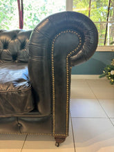 Load image into Gallery viewer, Restoration Hardware Kensington Ebony Leather Sofa with 44” depth and Luxe Down Feather Fill
