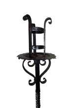 Load image into Gallery viewer, Antique Wrought Iron Floor Candelabras - Holds One Pillar Candle  - Set of 2
