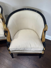 Load image into Gallery viewer, Vintage French Empire Style / Hollywood Regency Swan Tub Chairs - Set of 2
