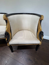 Load image into Gallery viewer, Vintage French Empire Style / Hollywood Regency Swan Tub Chairs - Set of 2
