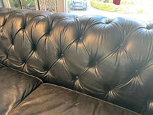 Load image into Gallery viewer, Restoration Hardware Kensington Ebony Leather Sofa with 44” depth and Luxe Down Feather Fill
