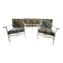 Load image into Gallery viewer, 1970s Palm Beach Regency Wrought Iron Patio Set - Sofa and 2 Arm Chairs
