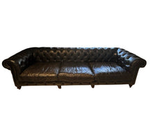 Load image into Gallery viewer, Restoration Hardware Kensington Ebony Leather Sofa with 44” depth and Luxe Down Feather Fill
