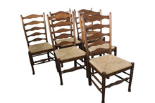 Load image into Gallery viewer, Vintage Ladderback Rush Seat Side Chairs Set of 6
