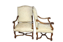 Load image into Gallery viewer, Antique French Louis XIV Style Nail Head Upholstered Arm Chairs - Set of 2
