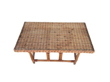 Load image into Gallery viewer, Vintage MCM Wicker Rattan Coffee Table with Glass Top
