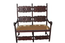 Load image into Gallery viewer, Antique Italian Carved Walnut Upholstered Bench, c. late 1800s
