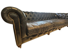 Load image into Gallery viewer, Restoration Hardware Kensington Ebony Leather Sofa with 44” depth and Luxe Down Feather Fill
