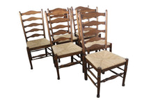 Load image into Gallery viewer, Vintage Ladderback Rush Seat Side Chairs Set of 6

