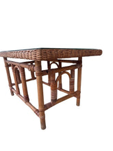 Load image into Gallery viewer, Vintage MCM Wicker Rattan Coffee Table with Glass Top
