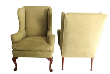 Load image into Gallery viewer, Vintage Queen Anne Style Chenille Wingback Chairs - set of 2
