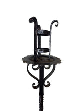 Load image into Gallery viewer, Antique Wrought Iron Floor Candelabras - Holds One Pillar Candle  - Set of 2
