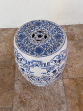 Load image into Gallery viewer, Vintage Terracotta Blue and White Chinese Garden Stool, Plant Stand
