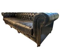 Load image into Gallery viewer, Restoration Hardware Kensington Ebony Leather Sofa with 44” depth and Luxe Down Feather Fill
