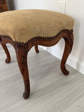 Load image into Gallery viewer, Antique Louis XV Style Bench or Footstool with Nailhead Trim
