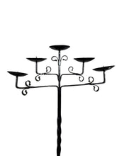 Load image into Gallery viewer, Antique Wrought Iron Floor Candelabras - Holds Five Candles - Set of 2
