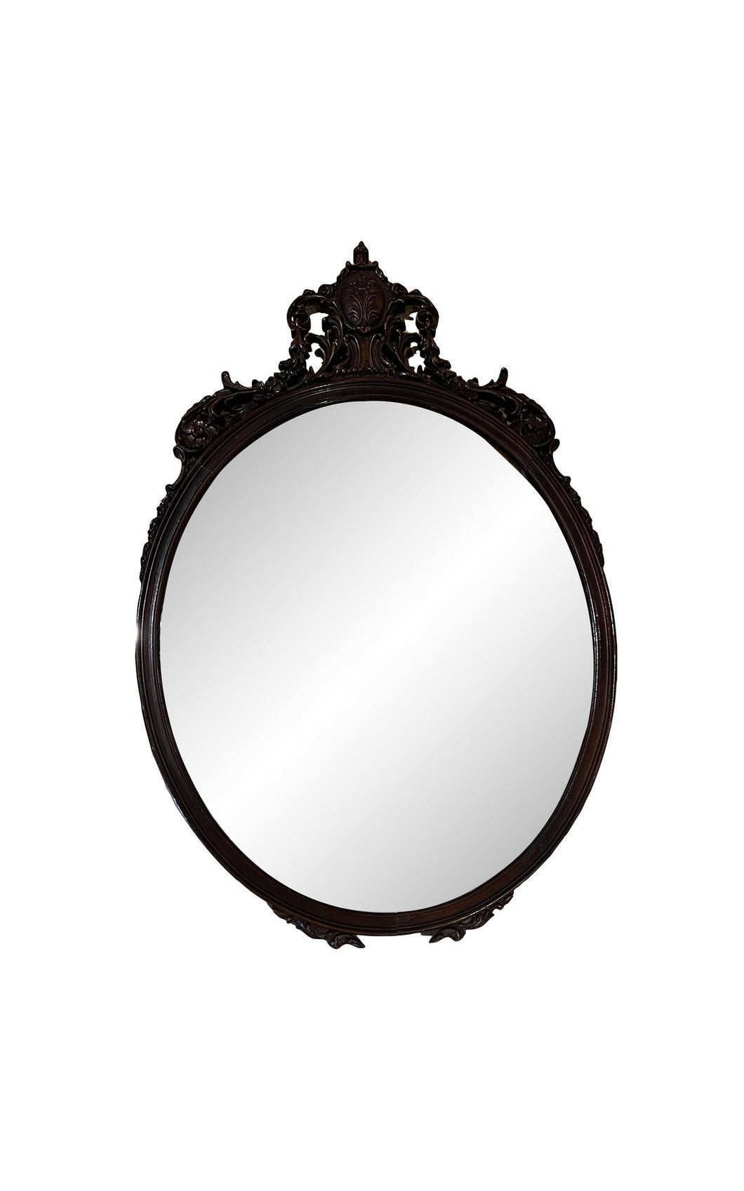 Antique Oval Mirror with Wood Frame