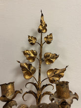 Load image into Gallery viewer, Antique Italian Wall Sconce Candelabra with Gilt Gold Leaf Motif for Five Candles, c. 1920
