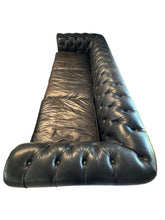 Load image into Gallery viewer, Restoration Hardware Kensington Ebony Leather Sofa with 44” depth and Luxe Down Feather Fill
