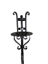 Load image into Gallery viewer, Antique Wrought Iron Floor Candelabras - Holds One Pillar Candle  - Set of 2
