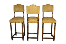 Load image into Gallery viewer, Vintage Suede Barstools with Nail Head Detail - Set of 3
