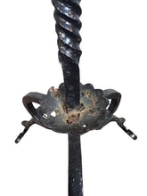 Load image into Gallery viewer, Antique Wrought Iron Floor Candelabras - Holds One Pillar Candle  - Set of 2
