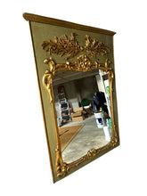 Load image into Gallery viewer, Antique Large French Louis XV Style Giltwood and Painted Trumeau Wall Mirror, c. 19th cent
