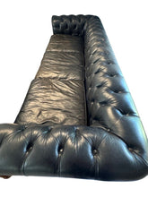 Load image into Gallery viewer, Restoration Hardware Kensington Ebony Leather Sofa with 44” depth and Luxe Down Feather Fill
