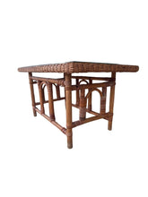 Load image into Gallery viewer, Vintage MCM Wicker Rattan Coffee Table with Glass Top
