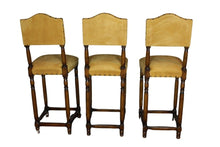 Load image into Gallery viewer, Vintage Suede Barstools with Nail Head Detail - Set of 3
