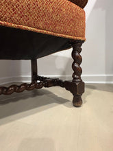 Load image into Gallery viewer, Vintage Queen Anne &amp; Archie Bunker Style Wingback Chair with Carved Spindle Legs

