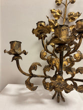 Load image into Gallery viewer, Antique Italian Wall Sconce Candelabra with Gilt Gold Leaf Motif for Five Candles, c. 1920
