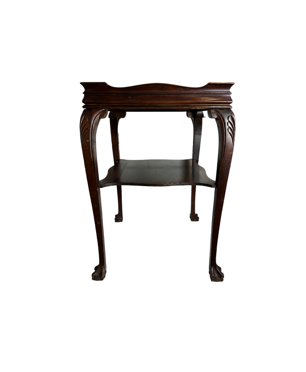 Chippendale Style Gallery Top Two Tiered Claw and Ball Table