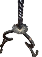 Load image into Gallery viewer, Antique Wrought Iron Floor Candelabras - Holds One Pillar Candle  - Set of 2

