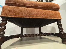 Load image into Gallery viewer, Vintage Queen Anne &amp; Archie Bunker Style Wingback Chair with Carved Spindle Legs
