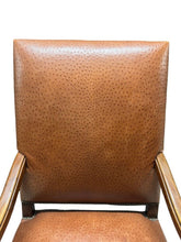 Load image into Gallery viewer, Antique Brown Leather Armchairs with Nailhead Details, Bobbin-Turned Legs, and Scrolled Arms- Set of 2, c. Early 1900s

