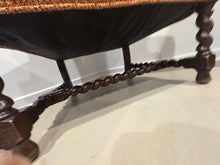 Load image into Gallery viewer, Vintage Queen Anne &amp; Archie Bunker Style Wingback Chair with Carved Spindle Legs
