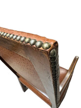 Load image into Gallery viewer, Antique Brown Leather Armchairs with Nailhead Details, Bobbin-Turned Legs, and Scrolled Arms- Set of 2, c. Early 1900s
