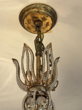 Load image into Gallery viewer, Vintage 1960s Regency Six Arm Chandelier with Gilt Iron and Crystal Beads
