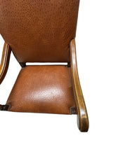 Load image into Gallery viewer, Antique Brown Leather Armchairs with Nailhead Details, Bobbin-Turned Legs, and Scrolled Arms- Set of 2, c. Early 1900s
