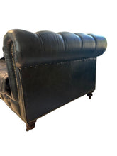 Load image into Gallery viewer, Restoration Hardware Kensington Ebony Leather Sofa with 44” depth and Luxe Down Feather Fill
