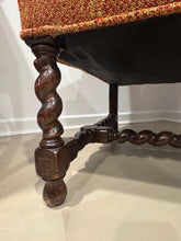 Load image into Gallery viewer, Vintage Queen Anne &amp; Archie Bunker Style Wingback Chair with Carved Spindle Legs
